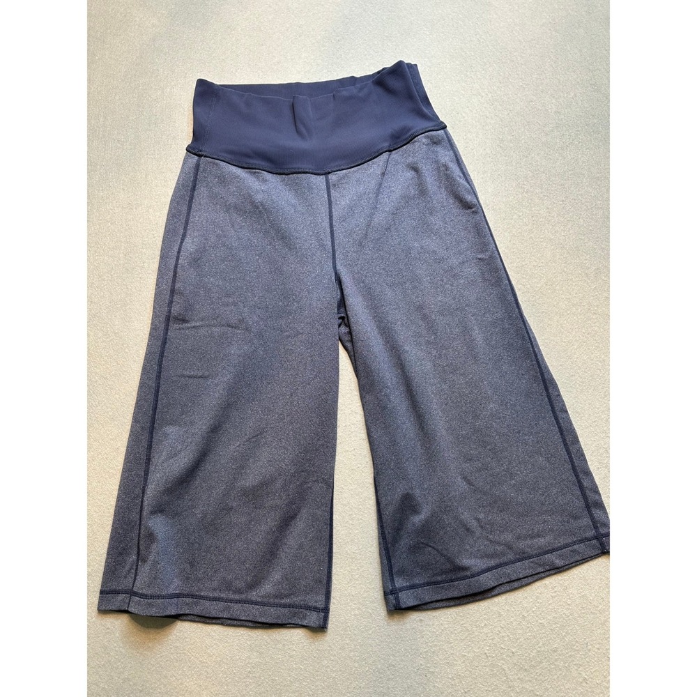 Lululemon Heathered Navy Blue High Waisted Wide Leg Crop Yoga Pants Womens-92